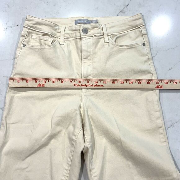Athleta Sculptek Jeans Womens Sz 8 Cream High Rise Straight Leg Ankle Stretch - Picture 3 of 10